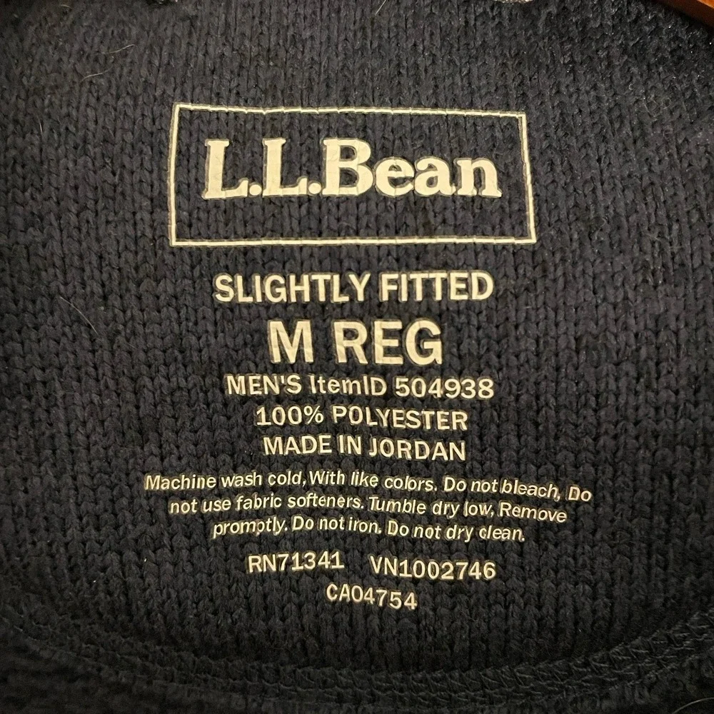 LL‎ Bean Full Zip Sweater Jacket Men Size M Blue Fleece Lined Outdoors